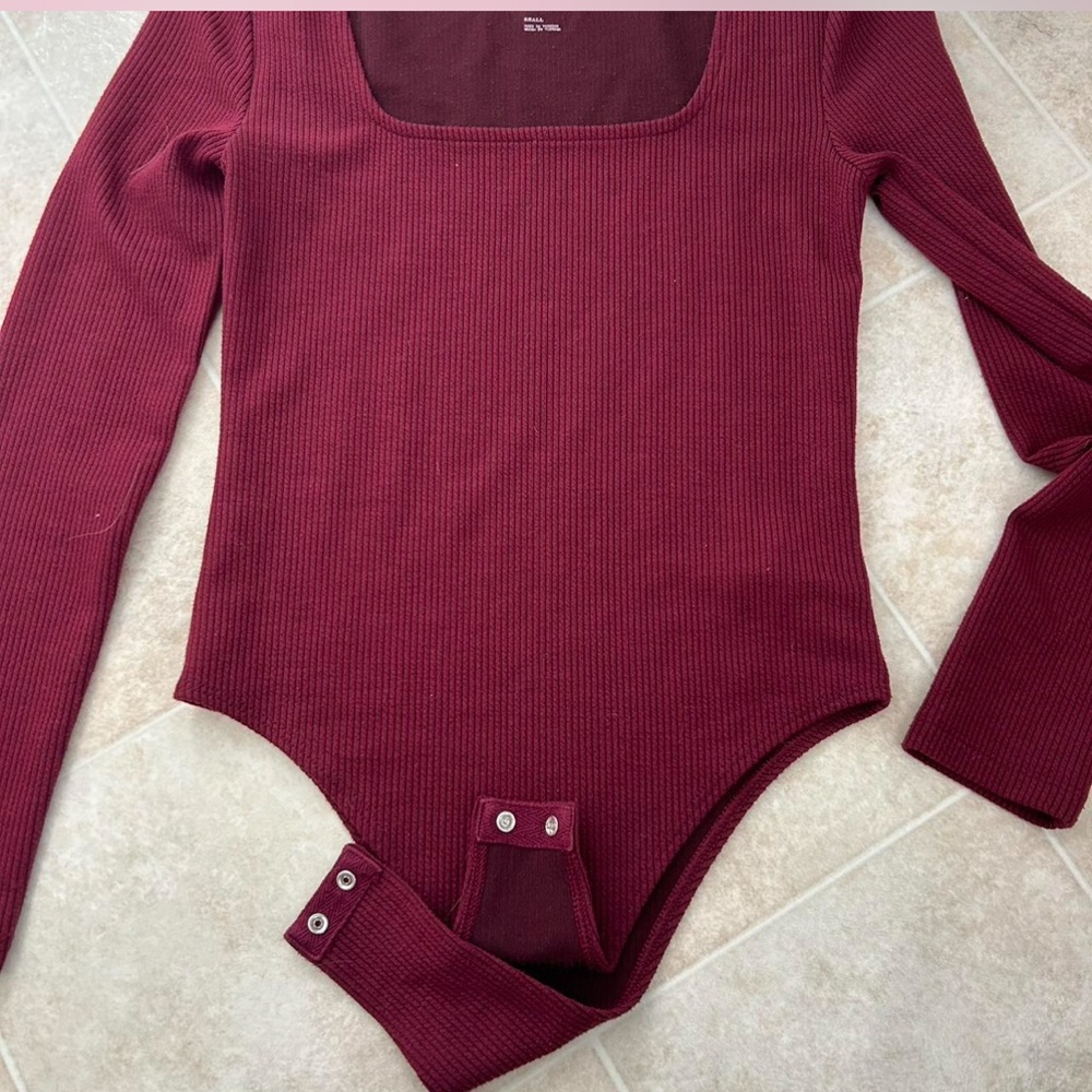 a new day Maroon Ribbed Top